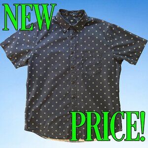Uniqlo Navy and White Mini Floral Print Short Sleeve Shirt, Sz XL